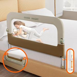 Bed Guard Rail for Toddlers - 32" Adjustable Heights & Folding up Portable Bed Railing for Baby - Toddler Bed Rails Guard for Crib, Twin, Bunk,Full Size, Queen & King Bed