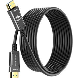 BlueRigger 8K Fiber Optic HDMI Cable 50FT (48Gbps, in-Wall CL3 Rated, 8K 60Hz, 4K 144Hz, HDCP 2.3, HDR10+) Ultra High Speed Long HDMI AOC 2.1 Cable - for Gaming, VR, HDTV, Monitor, PC