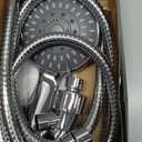 High Pressure Handheld Shower Head Briout 5-Settings Powerful Water Spray Shower Head against Low Pressure Water Flow with Stainless Hose and Adjustable Mount (Silver)