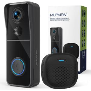 MUBVIEW Doorbell Camera Wireless with Chime, Video Doorbell - No Subscription, Voice Changer, Motion Zones, 1080HD, PIR Human Detection, 2.4Ghz WiFi, Battery-Powered Smart Doorbell
