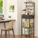 Coffee Bar Station,5 Tier Coffee Stand with Organizer Storage Drawers,Kitchen Corner Bakers Rack with 4 S-Shaped Hooks & Dual Wood,Kitchen Shelf for Small Spaces, Living Room ,Entryway (Rustic Brown)