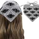 Goth Headbands Bat Pattern Bandana, Cotton Knit Triangle Headband for Women, Perfect for Halloween, Winter Holidays