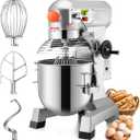 Happybuy 15Qt Commercial Food Mixer with Timing Function Commercial Mixer 600W Stainless Steel Bowl Heavy Duty Electric Food Mixer Commercial with 3 Speeds Adjustable, Perfect for Bakery Pizzeria