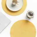 Floroom 15 Inch Round Braided Placemats Set of 4, Washable Heat Resistant Cotton Polyester Circle Place Mats for Kitchen Dining Table - Yellow