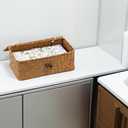 2 x Wicker Storage Basket with Lid, Natural Seagrass Storage Baskets for Organizing, Rectangular Woven Basket for Storage, Decorative Boxes Bins with Lids Home Organizer Decor