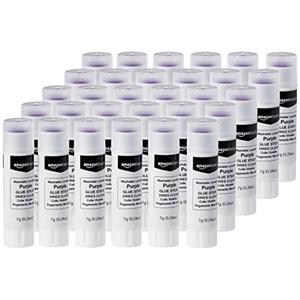 Purple Washable School Glue Sticks for Classroom Supplies and Crafting, Dries Clear, 0.24-oz Stick, 30-Pack