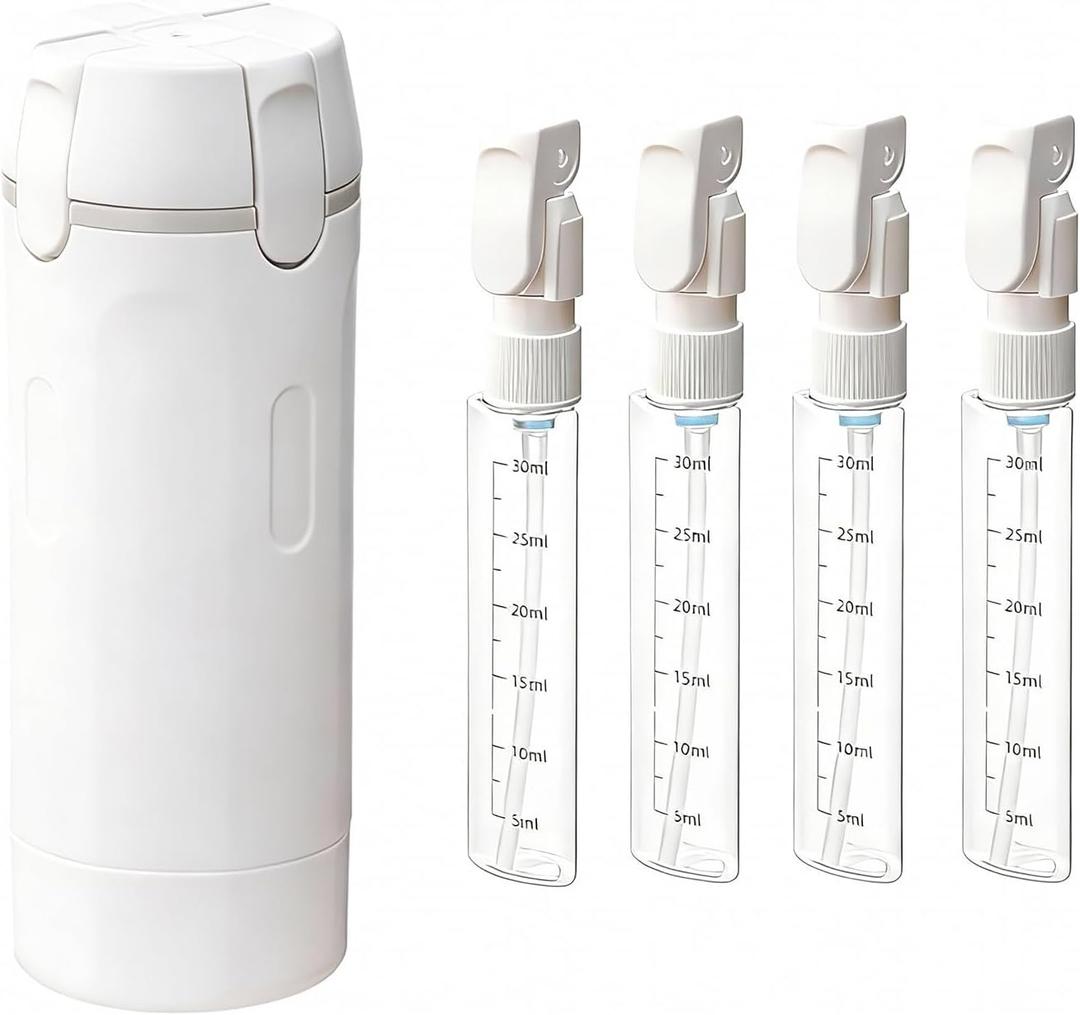 4 in 1 Travel Dispenser Bottle,4 Pack 30ML Travel Bottles for Toiletries, Leak Proof Travel Size Containers (White, OneSize)