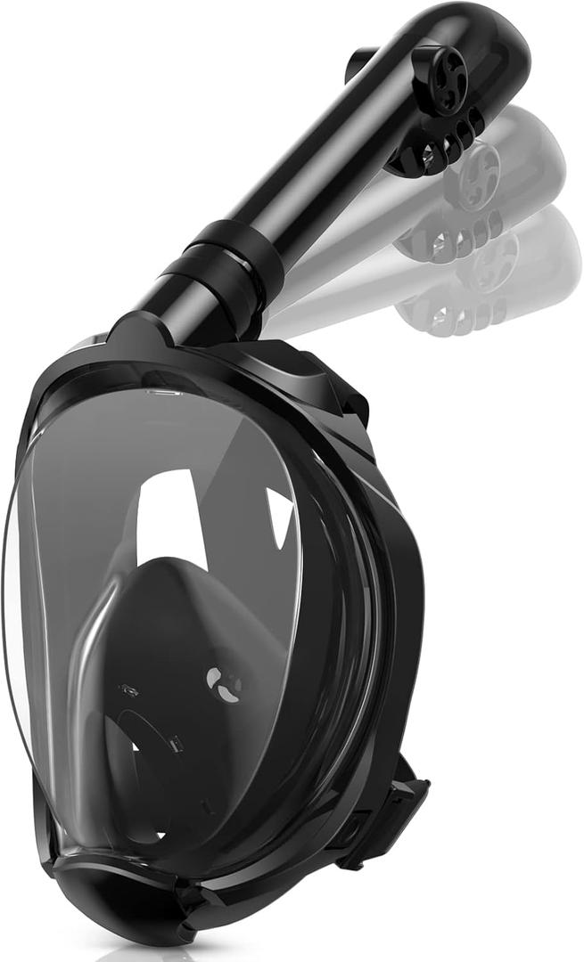 Full Face Snorkel Mask with Dry Top Breathing System, Foldable Panoramic View Snorkeling Mask with Detachable Camera Mount & Travel Bag for Snorkeling Swimming, Anti-Fog Anti-Leak (Large-X-Large)