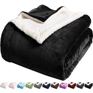 LBRO2M Sherpa Fleece Bed Blanket Fuzzy Plush Warm Super Soft Cozy Fluffy Microfiber Couch (Black, Twin(65x90 Inches))