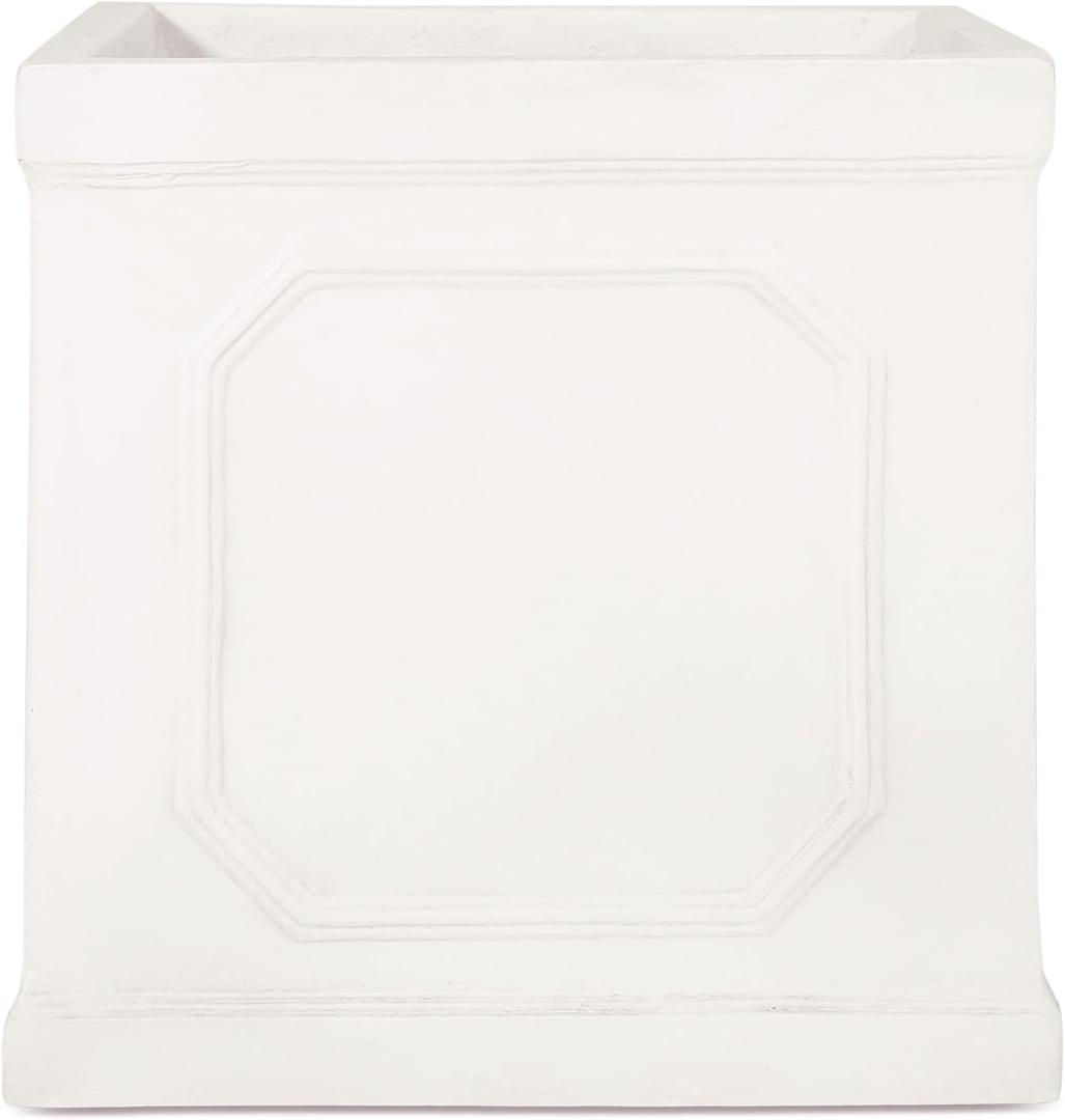 Burgos Outdoor Medium Planter - Cast Stone - Antique White