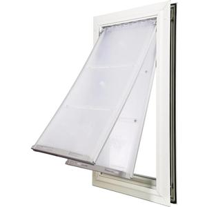 Endura Flap Double Flap Pet Door for Door Installations | Stylish for Interior & Exterior Doors | Durable Aluminum Frame & Weatherproof Dual-Layer Flap | White, Large, Double Flap