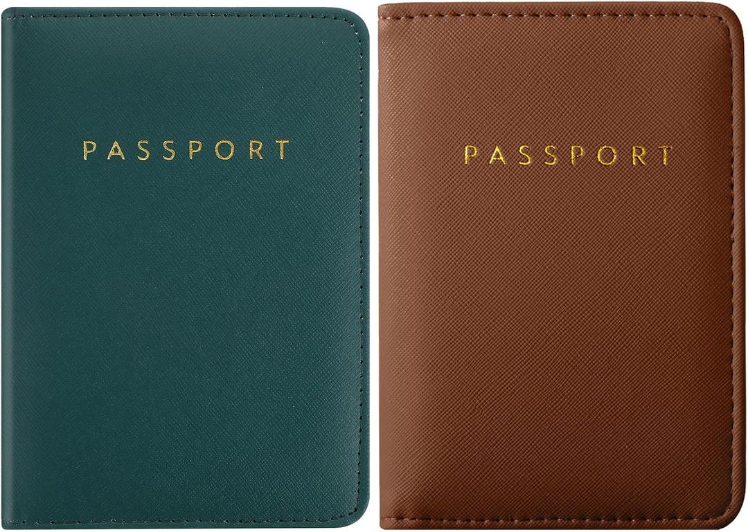 2 Pcs Passport Cover Holder for Travel Waterproof Leather Passport Wallet Case Book Travel Cruise Essentials for Women Men | 2 Pieces