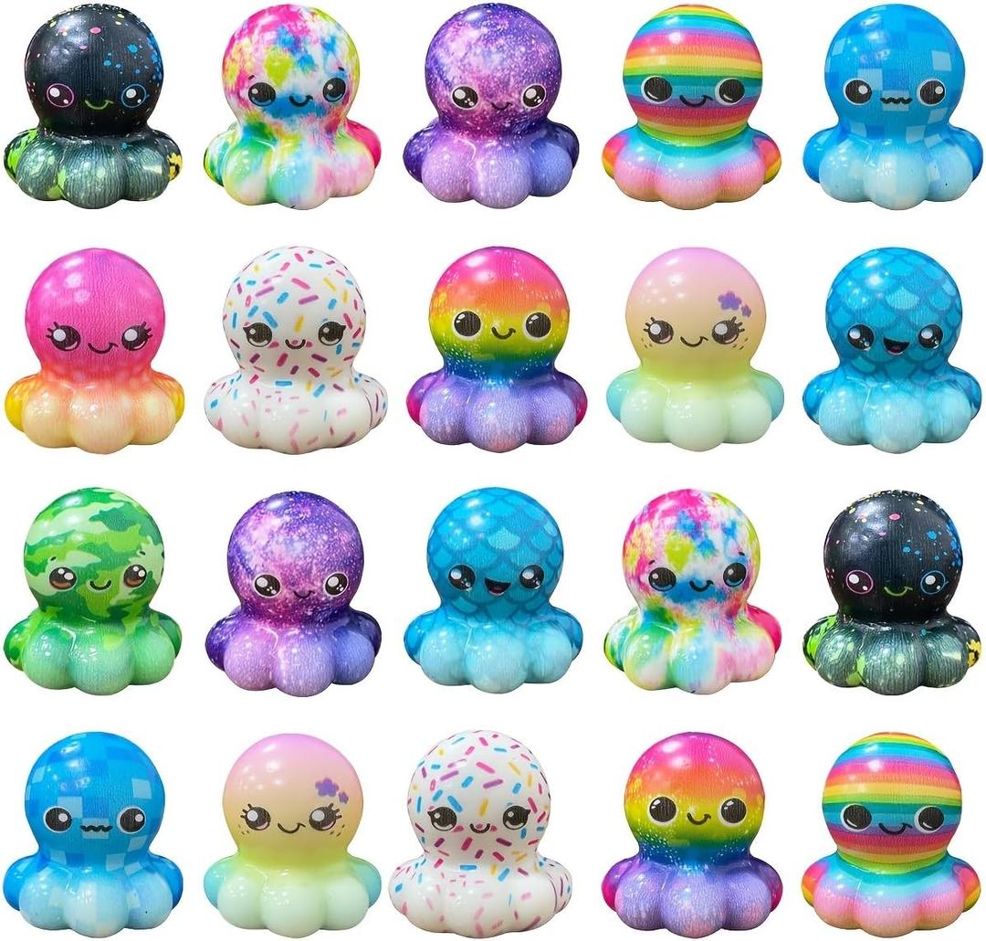 24 Pack Octopus Slow Squishy Toys Soft Stress Relief Fidgets Toys for Kids Boys Girls Party Favors Novelty Prizes, Small