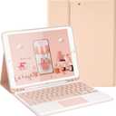 LAMA Wireless Keyboard Case with Touchpad for iPad 10.2" 9th 8th 7th Generation, Detachable Bluetooth Keyboard with Pencil Holder for iPad 10.2 Inch/iPad Air 10.5"(3rd Gen)/iPad Pro 10.5 in, Pink