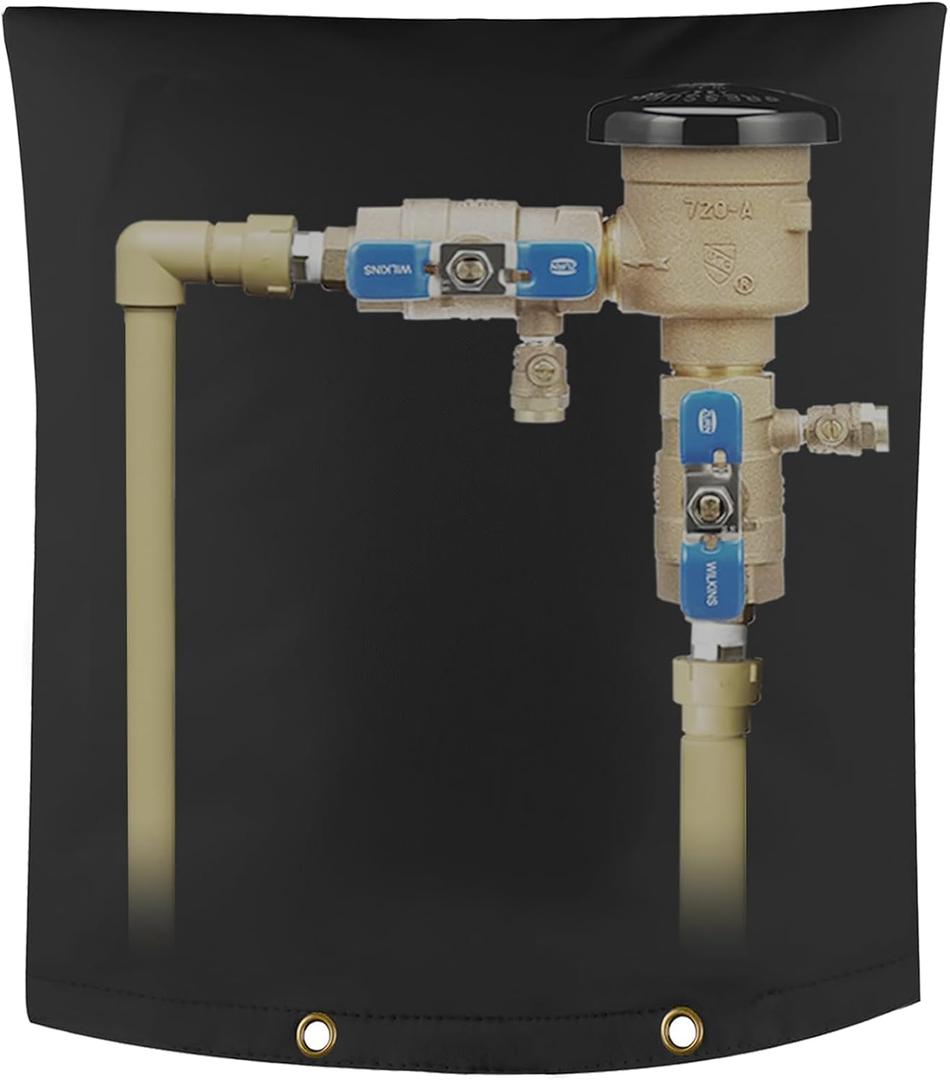 Backflow Preventer Insulation Cover - Sprinkler Covers for Outside - Winter Water Well Pump Covers Sprinkler Valve Cover Insulated - Protects from Severe Snow and Intense Sun (Black, 16''W20''H)
