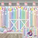 XCKALI Spring Easter Backdrop Colorful Wood Pastel Easter Eggs Flowers Photography Background Party Decoration (8x6ft)