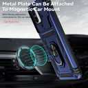 Case for Redmi A1 Plus Case, Redmi A1+ Case with Tempered Glass Screen Protector and Slide Camera Cover, 360 Rotate Ring Stand Magnetic Cover for Xiaomi Redmi A1+ Blue