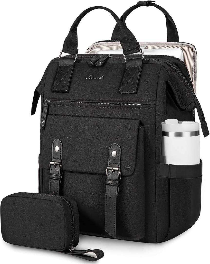 LOVEVOOK Laptop Backpack, Travel Bag with 17.3 inch Laptop Compartment, Water Resistant Teacher Nurse Doctor Work Bag, Anti-theft Daypack, Black, 17.3 Inch Upgrade