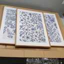 Large Classic Chinoiserie Flower Framed Canvas Wall Art Set,Minimalist Blue and White Floral Wall Decor,Navy Watercolor Botanical Blossom Artwork for Living Room,Bedroom-16 x24 x3