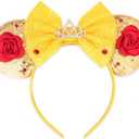 YUNISS Mouse Ear Headbands,Sparkle Mouse Ears Headband for Women Girls Cartoon Princess Costume Cosplay Decoration(belle)