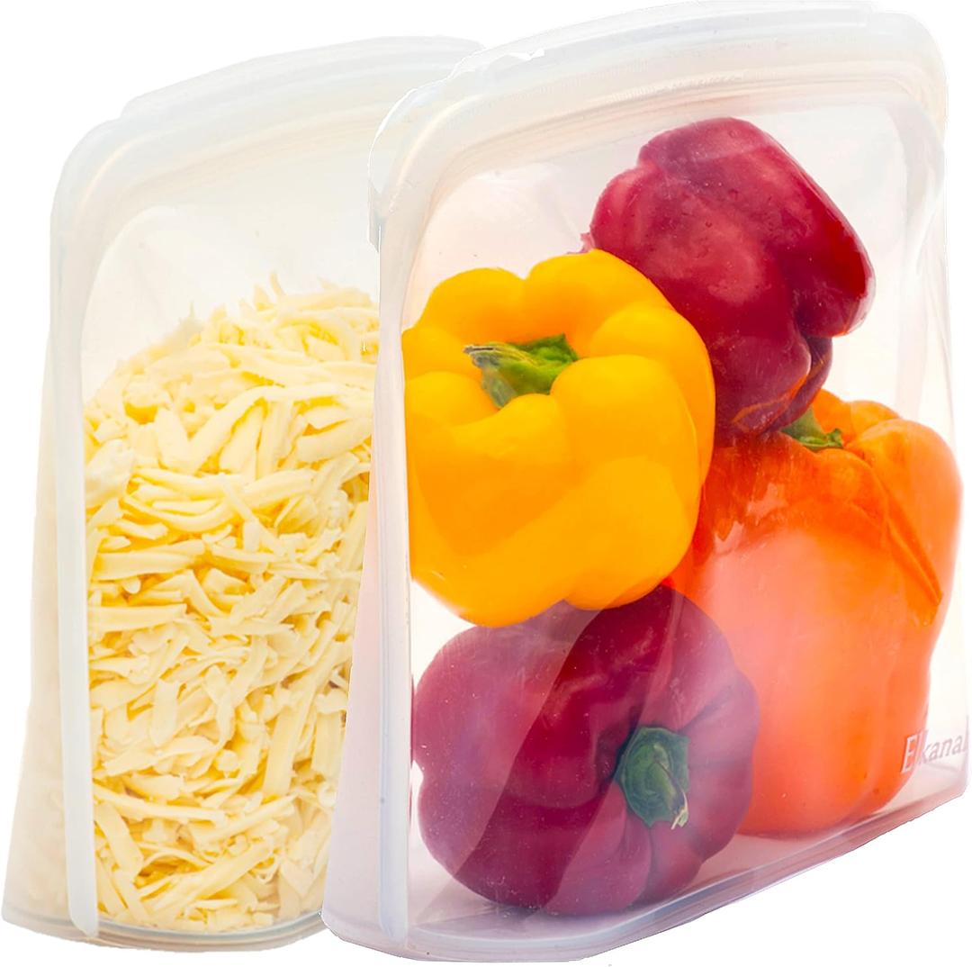 Elkanah Extra Large 116fl oz Silicone Bags Reusable Freezer Bags Silicone Gallon Bag Food Storage Bag|Oven Bags|Sous Vide|Microwave|Oven|Dishwasher safe | 116fl oz, Gallon Bag, Oven Safe, Sous Vide, Microwave Safe, Dishwasher Safe