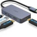 USB C Hub with Dual HDMI  4-in-1 Travel Dock, USB-C to 2X 4K HDMI, 100W PD Charging, USB 3.0 Port  Compatible with PC, MacBook, iPad, Nintendo Switch etc.