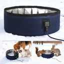 Heated Water Bowl for Dogs Winter Outdoor - 3L Foldable Travel Pet Bowl Keeps Water Unfrozen for Dogs Cats Chickens, USB Adjustable 113-149F, Leakproof Portable Anti-Chew