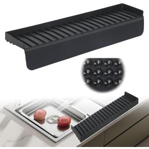 Silicone Sink Edge Protector with Suction Cup 4" x 20",Kitchen Sink Splash Guard for Kitchen, Bathroom Sink, Steel, Granite, Quartz Countertops,Multifuctional Sink Accessories (Black)