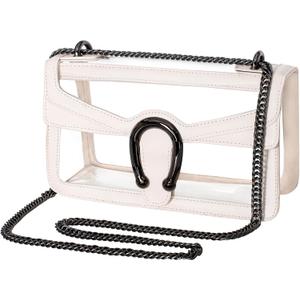 Joryin Women's Stadium Approved Crossbody Bag for Women, Small Clear Bag Shoudler Purse with Chain Strap (Cream)
