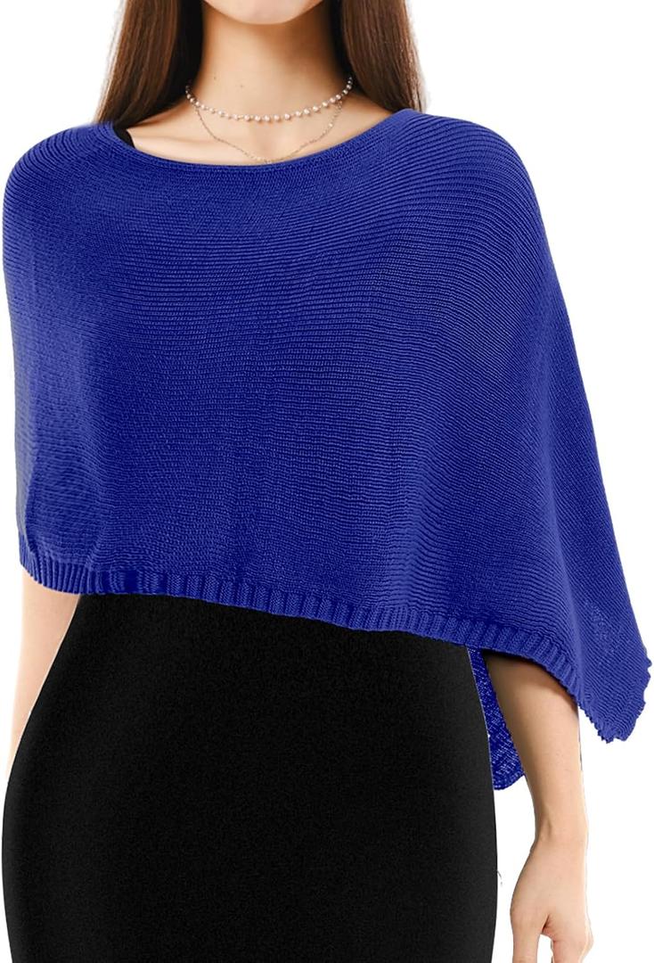 Women Sheer Poncho Shrug Winter Sheer Blouse Top Acrylic Lightweight Poncho Bolero for Evening Dress (M)