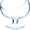 WGV Slant Cut Bowl Glass Vase with Stand, Width 8.25", Height 8.75", Clear Planter Terrarium, Candy Dish, Fruit Jar for Wedding Party Event, Home Office Decor, 1 Piece
