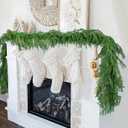 Hananona 9 Ft 2 Pcs Artificial Norfolk Pine Garlands, Realistic Pine Garland, Green Artificial Greenery Garland for Table, Mantle, Wall, Indoor, Outdoor Winter Christmas Decorations (2, 9 FT)