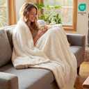 Snuggle Sac Ultra Soft Waffle Throw Blanket for Couch Bed Sofa 50x60 inches, Reversible Cream Blanket Microfiber Fluffy Fuzzy Cozy Knit Throws for Women Mothers Birthday Gifts