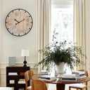 20 Inch Grand Farmhouse Wall Clock, Vintage-Inspired Wood & Metal Design with Large Etched Numbers, Silent Battery-Powered Timepiece for Offices, Kitchens, Bedrooms, and Living Rooms