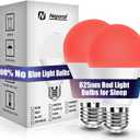Neporal 625nm Red Light Bulbs for Sleep, 100% Blue Light Blocking Light Bulb, 9W Red Light Bulb for Melatonin Promoting, A19 60W Equivalent Dim Light Bulbs for Bedroom, Baby Nursery,2 Pack
