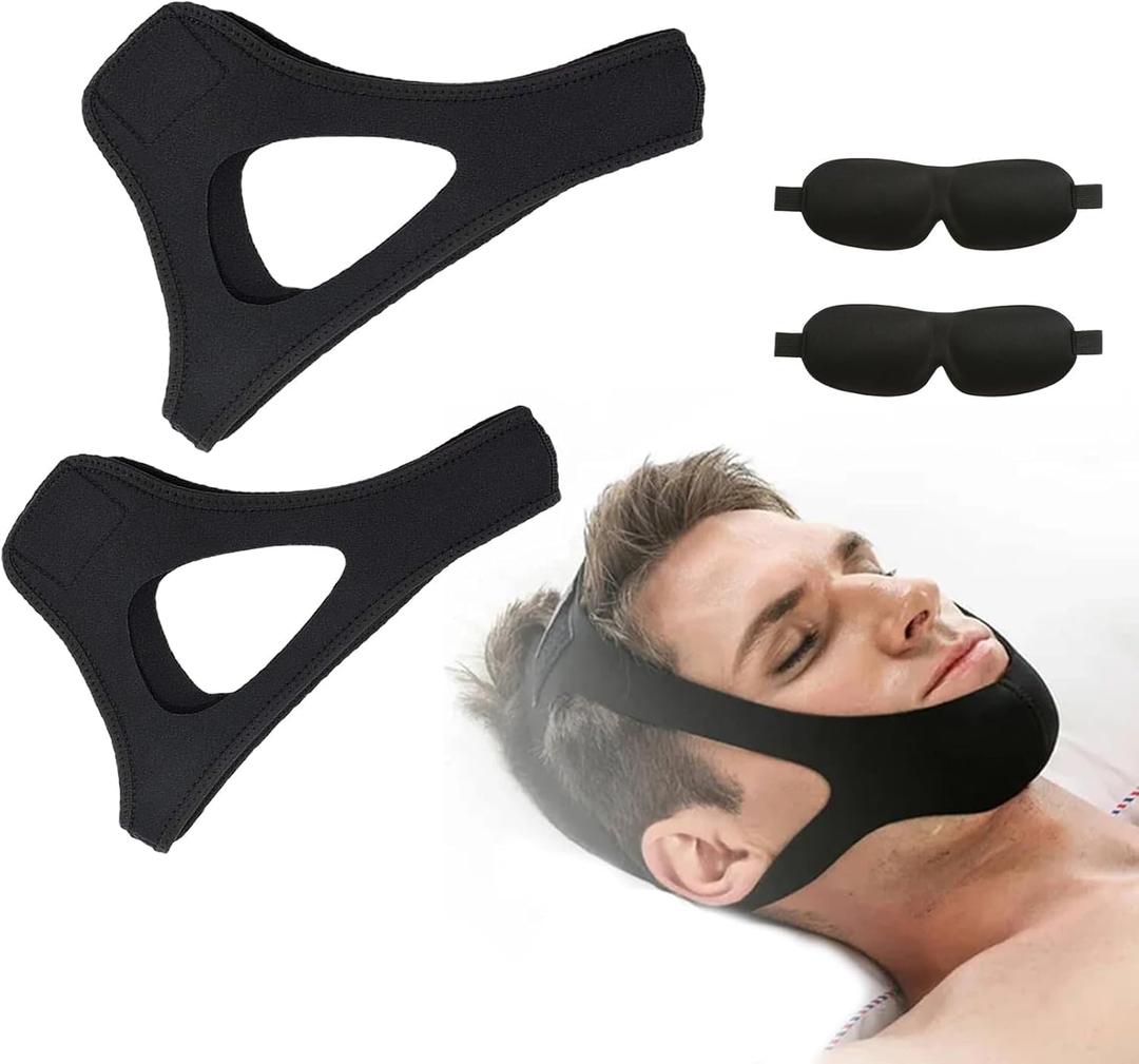 Airflow Jaw Strap for Sleep, 2pcs Airflow Jaw Strap, ChinStrap for Sleeping(with 2 Sleep Masks)