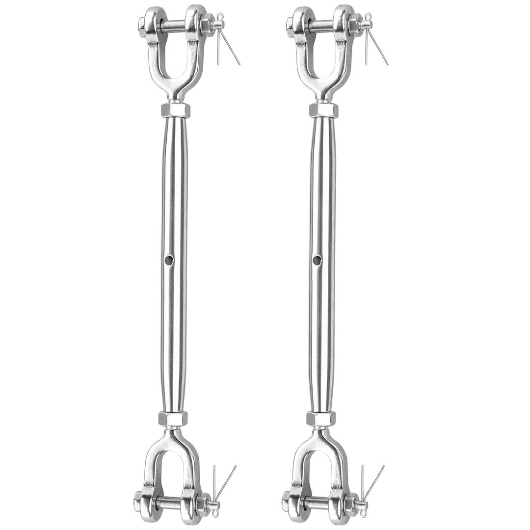2PCS Turnbuckle, 3/8" (M10) 304 Stainless Steel Turnbuckle, 3200lbs Working Load Limit, Closed Body Jaw and Jaw Turnbuckles for Cables Wire Tensioning, Shade Sail, Clothesline, String Lights