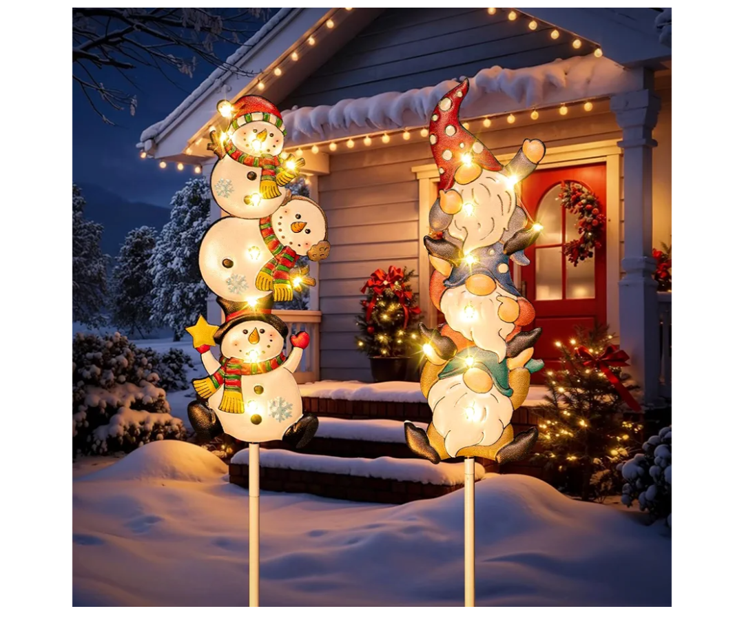 Tryme Solar Christmas Lights - Snowman Solar Lights Outdoor Gnome & Snowman Decorations, Garden Gifts for Yard, Lawn, Patio