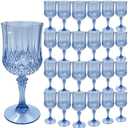 LEYIQU Plastic Wine Glasses，Plastic Goblets Vintage Style Cordial Drinking Glasses for Wedding Reception, Grand Event Party Supplies (24, Blue)