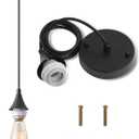 Vintage Black Pendant Light Kit, Edison Retro Pendant,E26 Lamp Socket DIY Pendant Light Cord,Adjustable Hanging Light Fixtures for Kitchen (1-Pack)