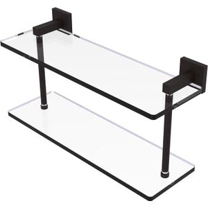 Allied Brass MT-2-16-ORB Montero Collection 16 Inch Two Tiered Glass Shelf, Oil Rubbed Bronze 