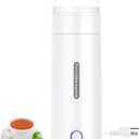 Portable Travel Electric Kettle, 350ml Small Electric Tea Kettle, Mini Hot Water Boiler 304 Stainless Steel Automatic Shut off and Dry Protection (White)