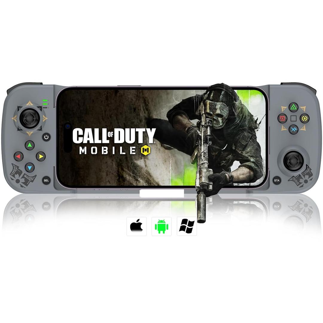 arVin Bluetooth 5.0 Wireless Gaming Controller for iPhone/iPad/iOS/Android/Samsung/PC Gamepad Joystick with Back Button, Analog Triggers, Stretchable, 18 Hours Playtime (Grey)