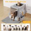 XXL Stainless Steel Litter Box with Lid, 27.5''x19.7''x19.3'', Modular Design & Flip Lid of Closed Metal Litter Box Fit All Cats, Covered High Sided Cat Box, Non-Sticky, Easy to Clean, Grey
