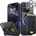 seacosmo for iPhone 16 Pro Max Case with Detachable Wallet & Card Holder & Kickstand for 3 Cards [Compatible with MagSafe] Military Grade Drop Protection, Slim Magnetic 16 Pro Max Case, 6.9", Black
