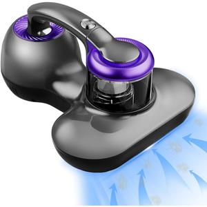 Mattress Vacuum Cleaner, Handheld UV Bed Vacuum Cleaner 12800 Vibrations Per/Min, Upgraded Effectively Clean Up Bed, Pillows, Cloth Sofas, Carpets and Ther Fabric Surfaces (Gray)