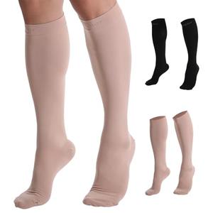 Doc Miller Compression Socks, 30-40 mmHg Medical Grade Closed Toe Socks for Circulation, Shin Splints, Varicose Veins, Calf Recovery - Knee High Support for Men & Women - 3X-Large, Plus Size Skin/Nude