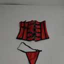 Red Buckled Steel Boned Underbust Leather Corset, Medium