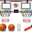 LED Basketball Hoop for Kids - Over The Door Indoor Hoop with Electronic Scoreboard & 3 Mini Balls, Birthday Gift for Boys Girls Ages 5 6 7 8 9 10 11 12+ Years Old (Double)