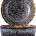 Serving Bowls - 22 Ounce Bowls Set - Ceramic Bowl Set of 2-5.75 inch Salad Bowls - Soup Bowls - Cereal Bowls for Kitchen, Speckled Black Purple